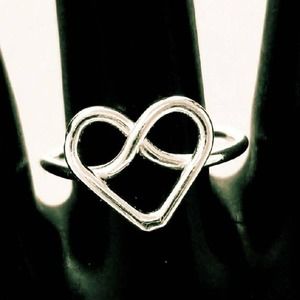 Happy Heart Silver Symbol Ring Size 8
